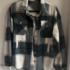 Plaid Women's Jacket - Green and White